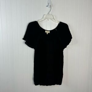 ModCloth Top Large Black Crochet flows Peasant Boho